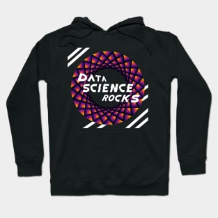 Data Science Rocks | Retro Racing Stripes Logo Yellow Red Black Hoodie